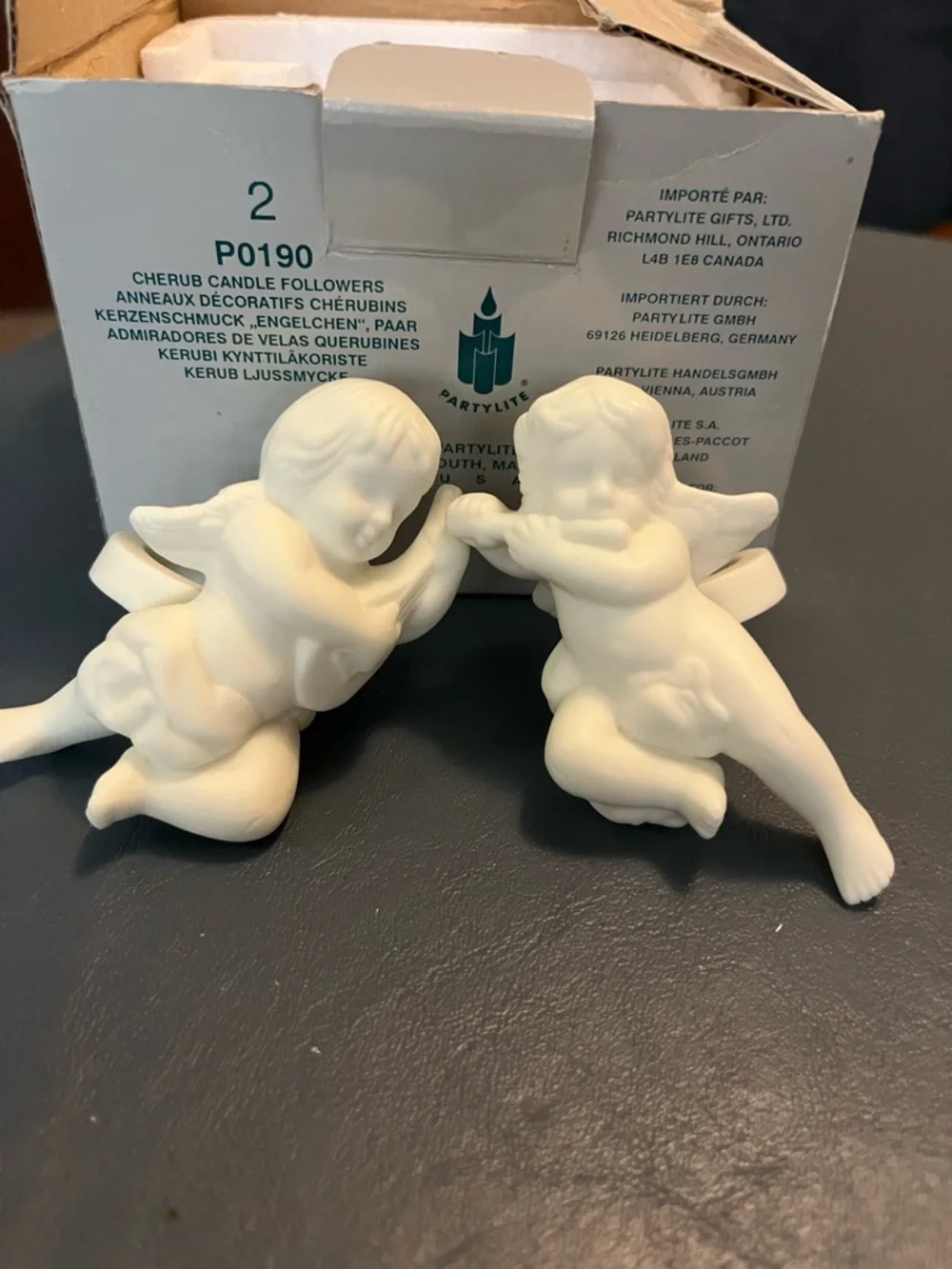 PartyLite White Cherub Candle Followers Pair - Picture 3 of 5